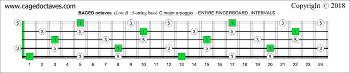 BAGED octaves fingerboard C major arpeggio intervals