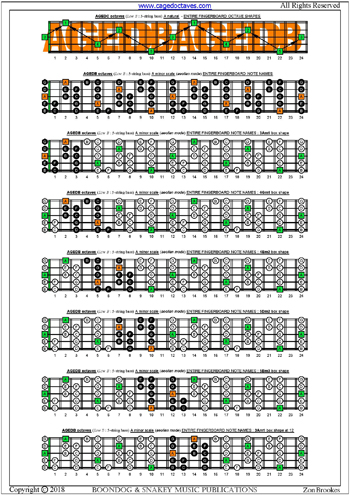 AGEDB octaves A minor scale box shapes : entire fretboard notes