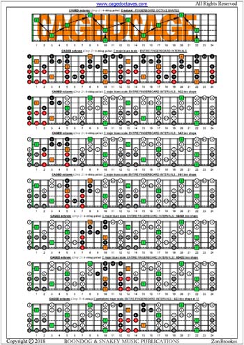 CAGED octaves C major blues scale box shapes : entire fretboard intervals