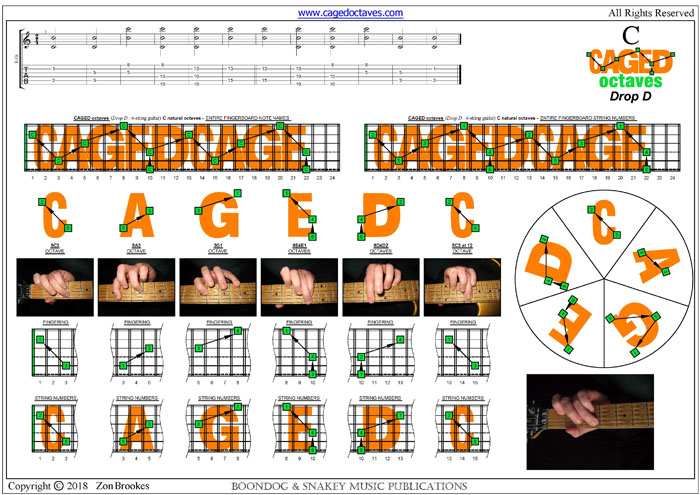 Drop D 6-string guitar: C natural octaves