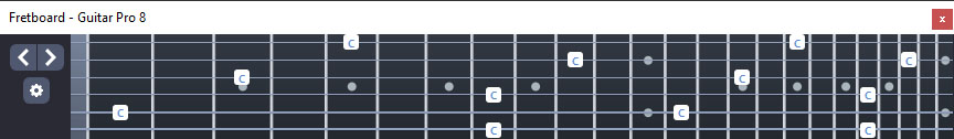 GuitarPro8 C natural octaves: 6-string bass (Drop E0 - EBEADG)