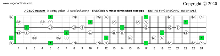 AGEDC octaves fingerboard A minor-diminished intervals