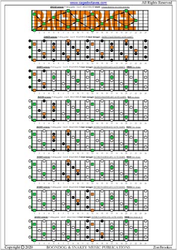 BAGED octaves C major arpeggio box shapes : entire fretboard notes