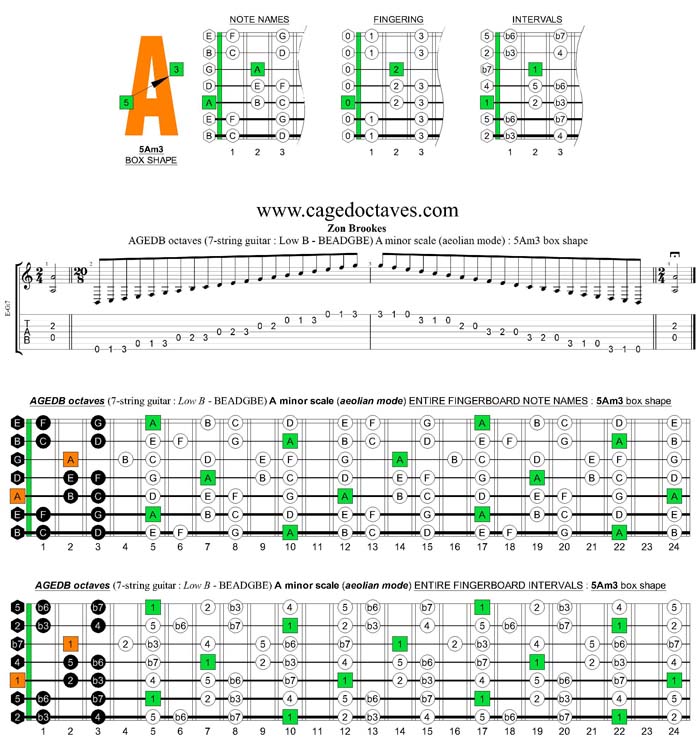 AGEDB octaves A minor scale : 5Am3 box shape