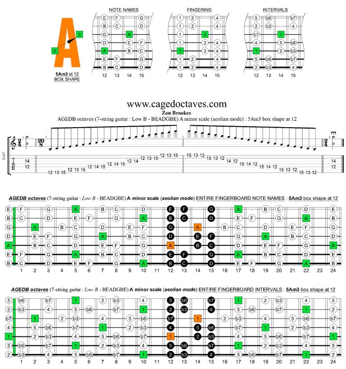 AGEDB octaves A minor scale : 5Am3 box shape at 12