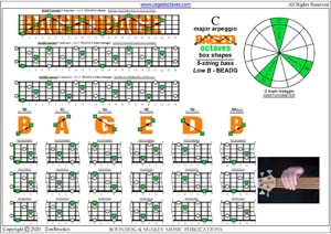 5-String Bass (Low B) C major arpeggio box shapes