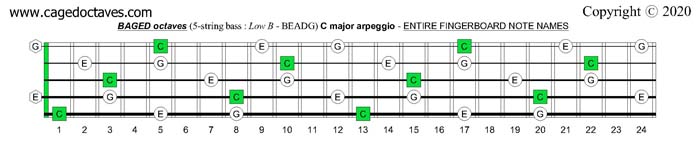 BAGED octaves fingerboard C major arpeggio intervals