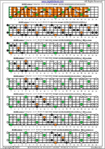 BAGED octaves (5-string bass: Low B) fingerboard C major-minor arpeggio intervals pdf