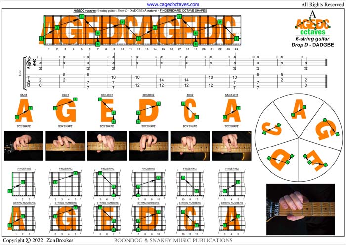 6-String Guitar (Drop D - DADGBE) : A natural octaves