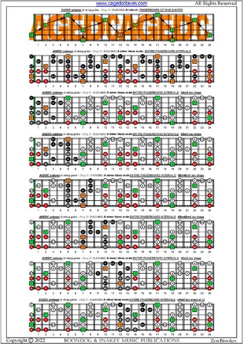 AGEDC octaves A minor blues scale fretboard intervals