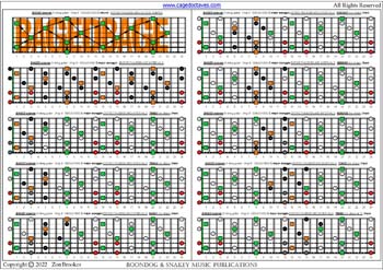 BAGED octaves (8-string guitar : Drop E - EBEADGBE) C major arpeggio : fretboard intervals