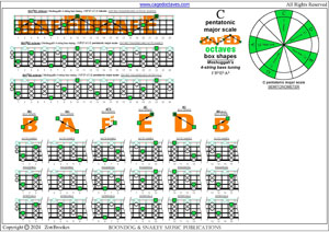 Meshuggah's 4-string bass tuning (FBbEbAb) C pentatonic major scale box shapes pdf