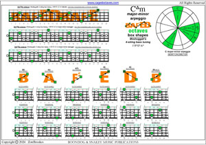 Meshuggah's 4-string bass tuning (FBbEbAb) C major-minor arpeggio box shapes pdf