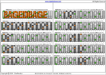 BAGED octaves 6-string guitar (6/7ths guitar tuning - B1:E2:A2:D3:G3:B3) C major scale (ionian mode) box shapes (3nps) -  fretboard notes